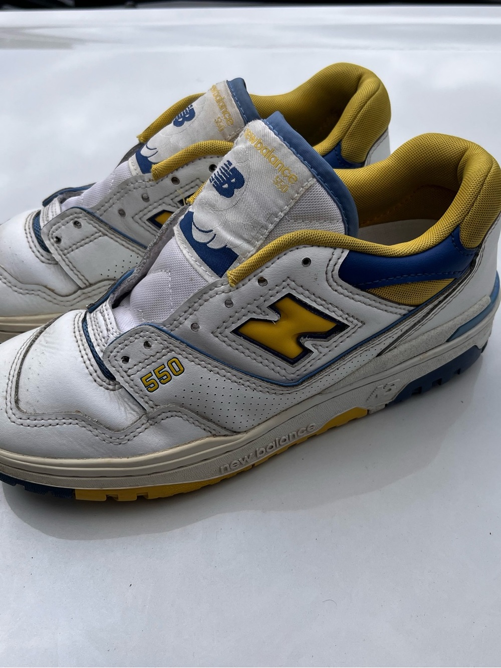 New Balance Kids White, Yellow & Blue 550 Sneakers